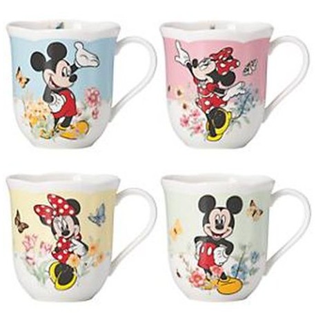 Set 4 Lenox Mickey & Minnie in The Meadow Mugs
