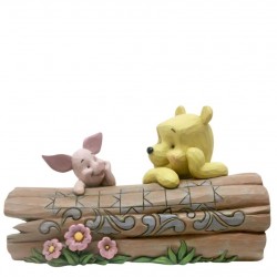 Pooh and Piglet on a Log Figurine